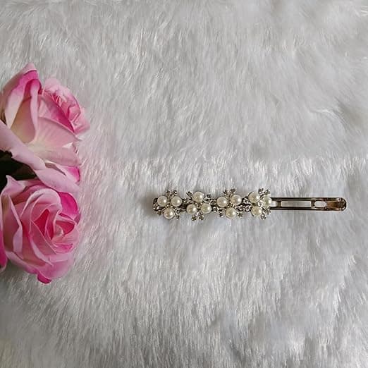 Elegant Pearl & Stone Center Hair Clip